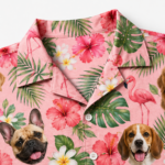 Custom Dog Face Hawaiian Shirt — Personalized Pink Flamingo Tropical Pet Photo Aloha Shirt - Image 3