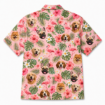 Custom Dog Face Hawaiian Shirt — Personalized Pink Flamingo Tropical Pet Photo Aloha Shirt - Image 2
